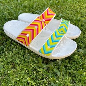 CROCS CLASSIC FESTIVAL VIBES SANDALS slides WHITE limited edition size 13